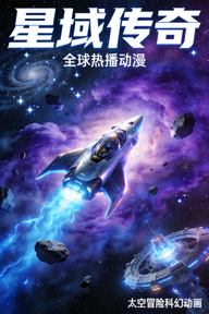 全球热播动漫《星域传奇》海报，太空冒险科幻动画